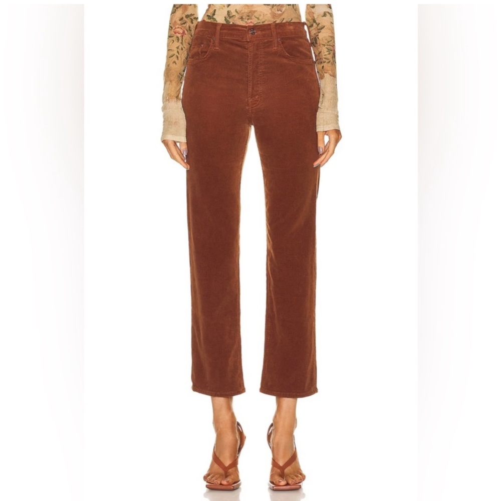 MOTHER Rust Brown Cropped Corduroy Pants